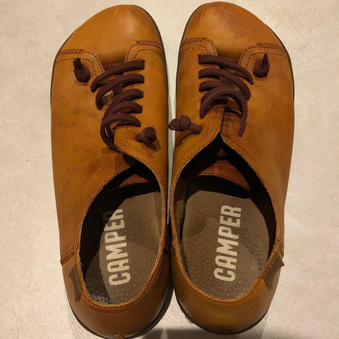 CAMPER ブラウン レザー スニーカー 43 - メルカリ