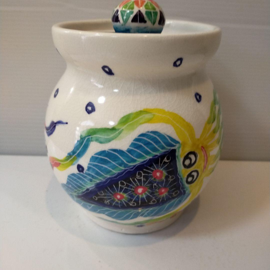 ナツキ様専用 南島焼 沖縄 石垣島 奈美ロリマーさん作品 蓋物大 物入れ