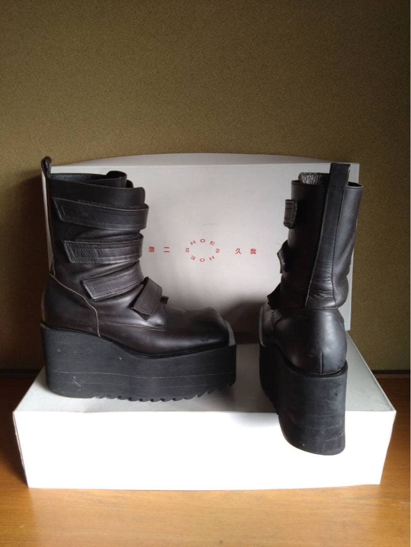 浩二 久我 コージクガ 厚底ブーツ ブラック レザー - メルカリ