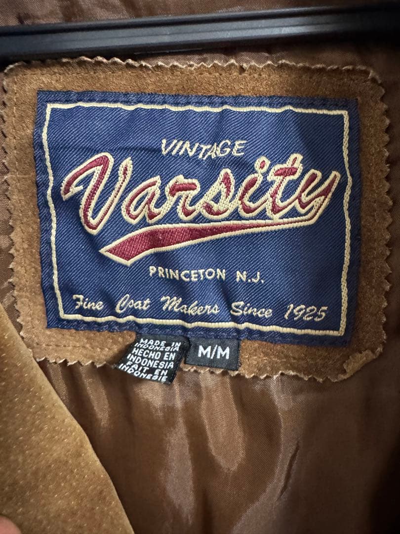 古着 varsity jacketオールレザー スエード 革スタジャン