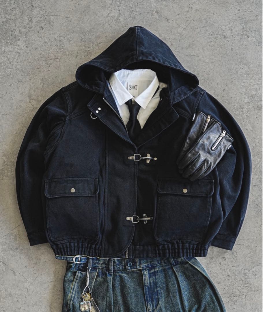 bleme ファイヤーマンジャケット ブラック　M Bleme ファイヤーマンジャケット ブラック 中綿ブルゾン サイズM Bleme