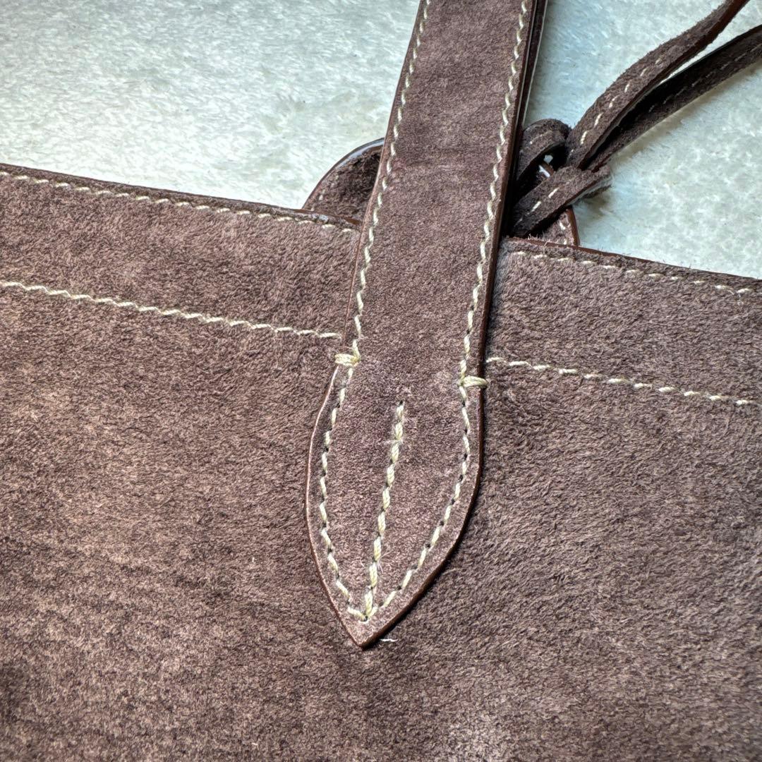 89 美品 アカーテ ACATE ブラウン スエード ハンドバッグ メンズ