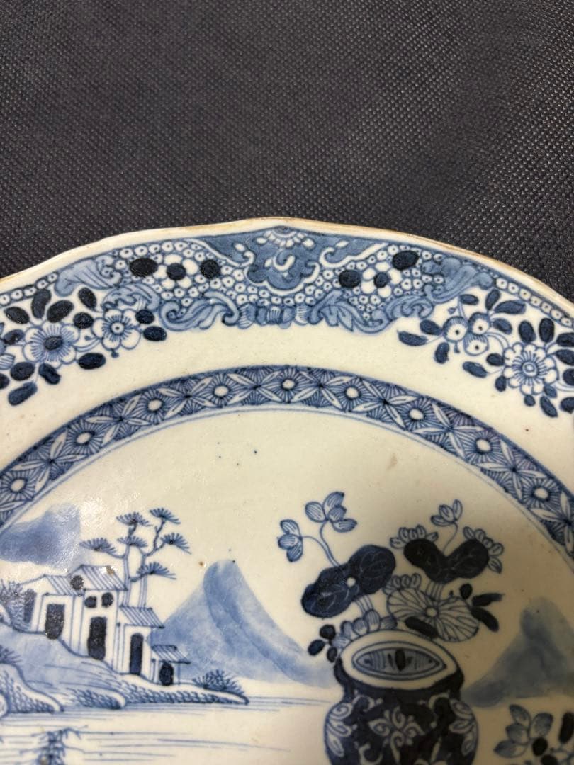 中国古美術 清の乾隆時代 青花 山水風景 大皿25cm 染付の通販はau PAY