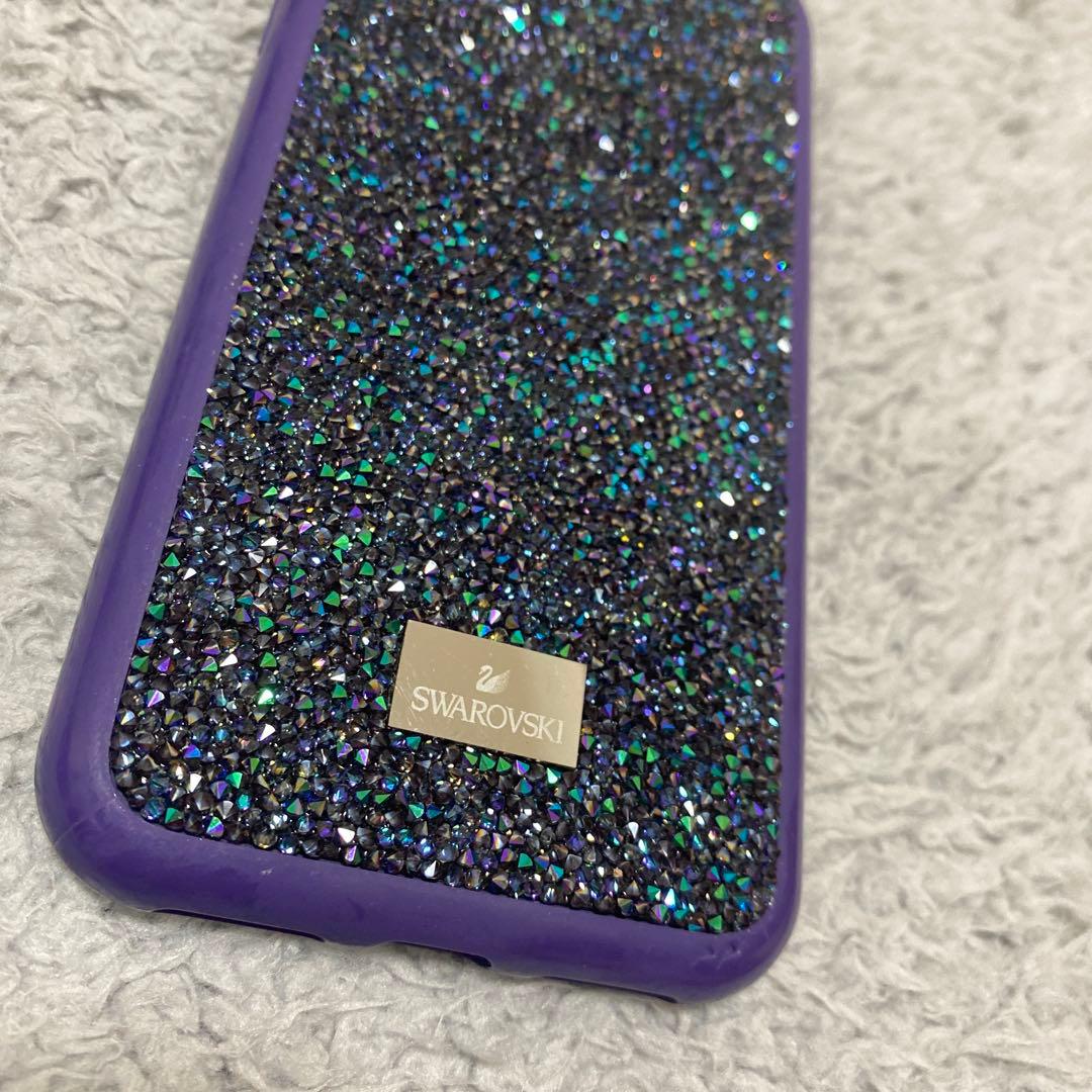 SWAROVSKIスワロフスキー iPhone X/XSケース 紫 スマホケース - メルカリ