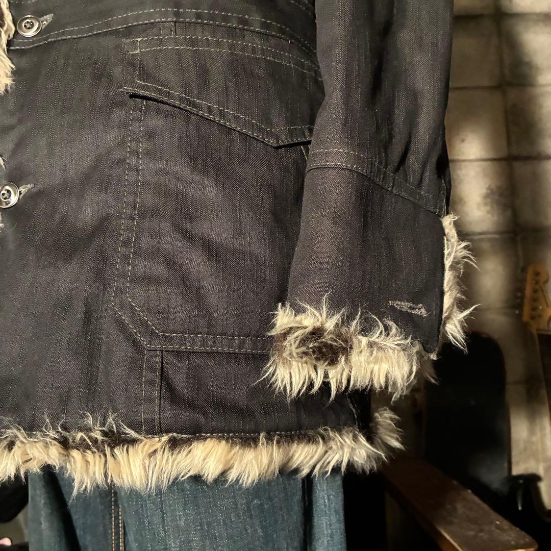 平成 お兄系 ダークコア グランジ opium ファー付きコート ギャル男