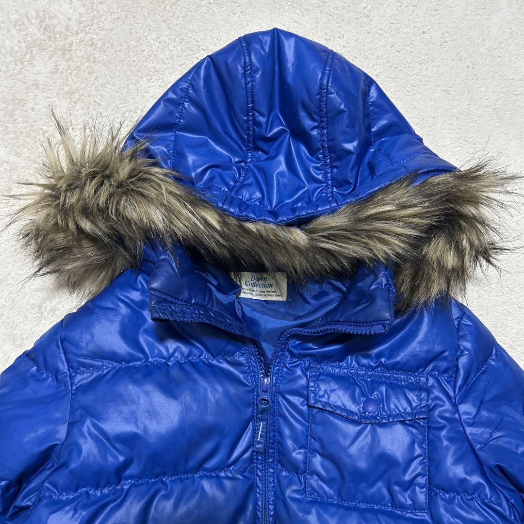 00s OLD UNIQLO ファー ダウンジャケット 青 短丈 y2k 平成 - メルカリ