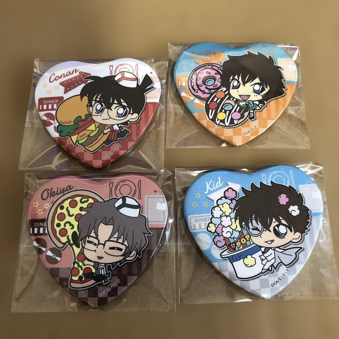名探偵コナン アメリカンダイナー ハート型缶バッジ 怪盗キッド コナン