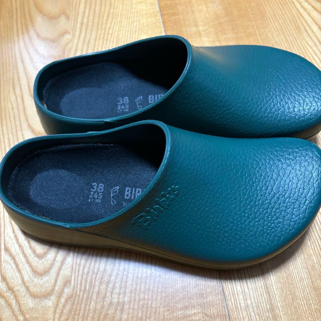 新品 スーパー ビルキー グリーン 緑 24.5cm 38 ビルケン サンダル