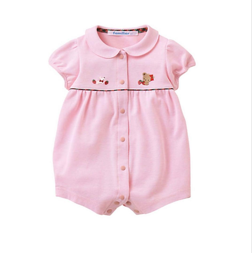 美品】定価1万3200円familiar ファミリア ピンクロンパース 80 - メルカリ
