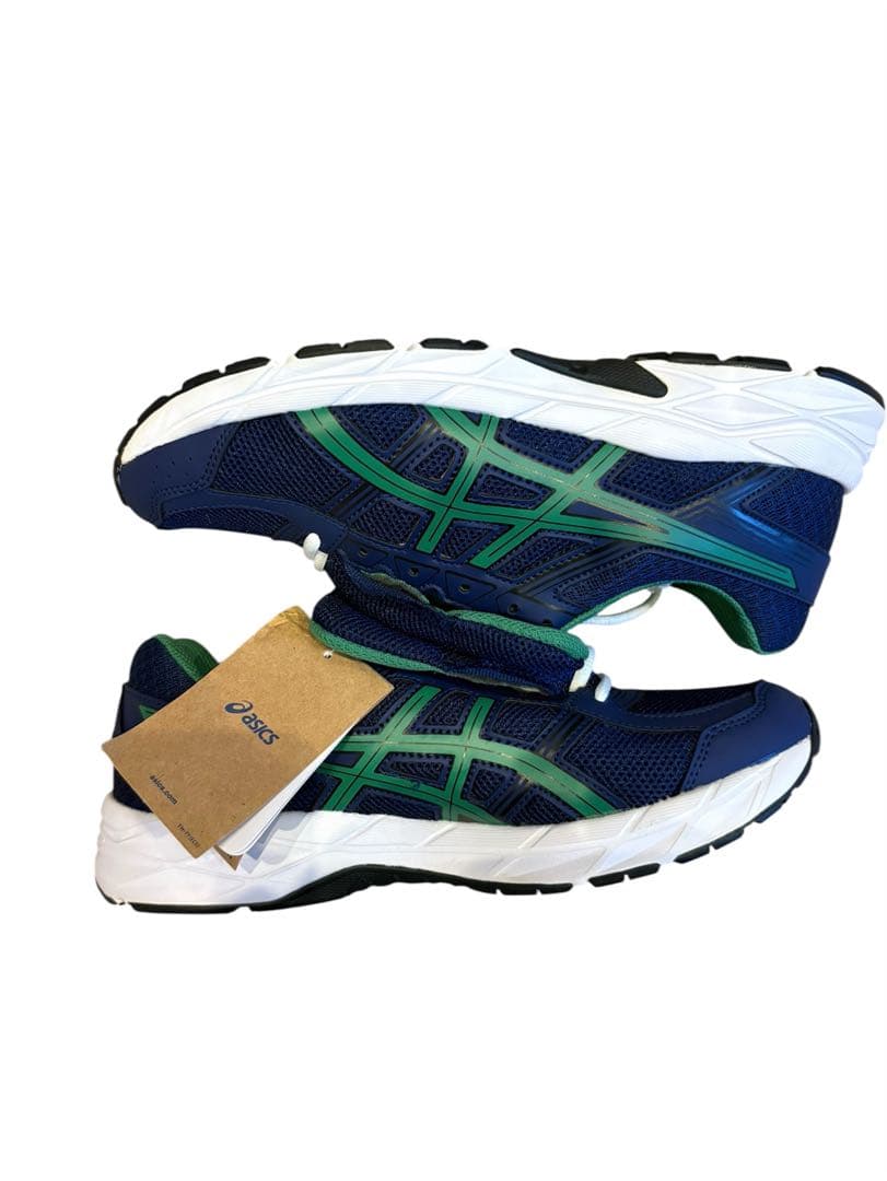 ASICS ランニングシューズ ネイビー/グリーン - メルカリ