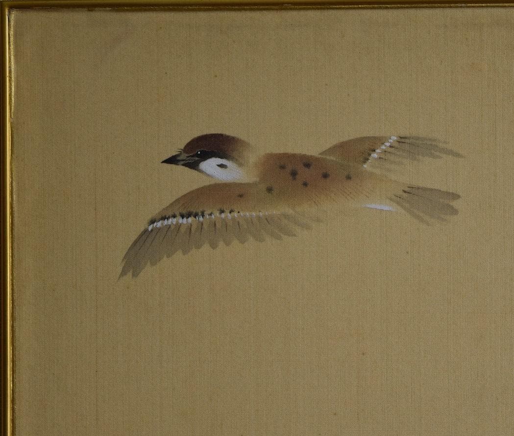 真作保証 日本画家☆森 拍甫 雪南天二雀ノ図