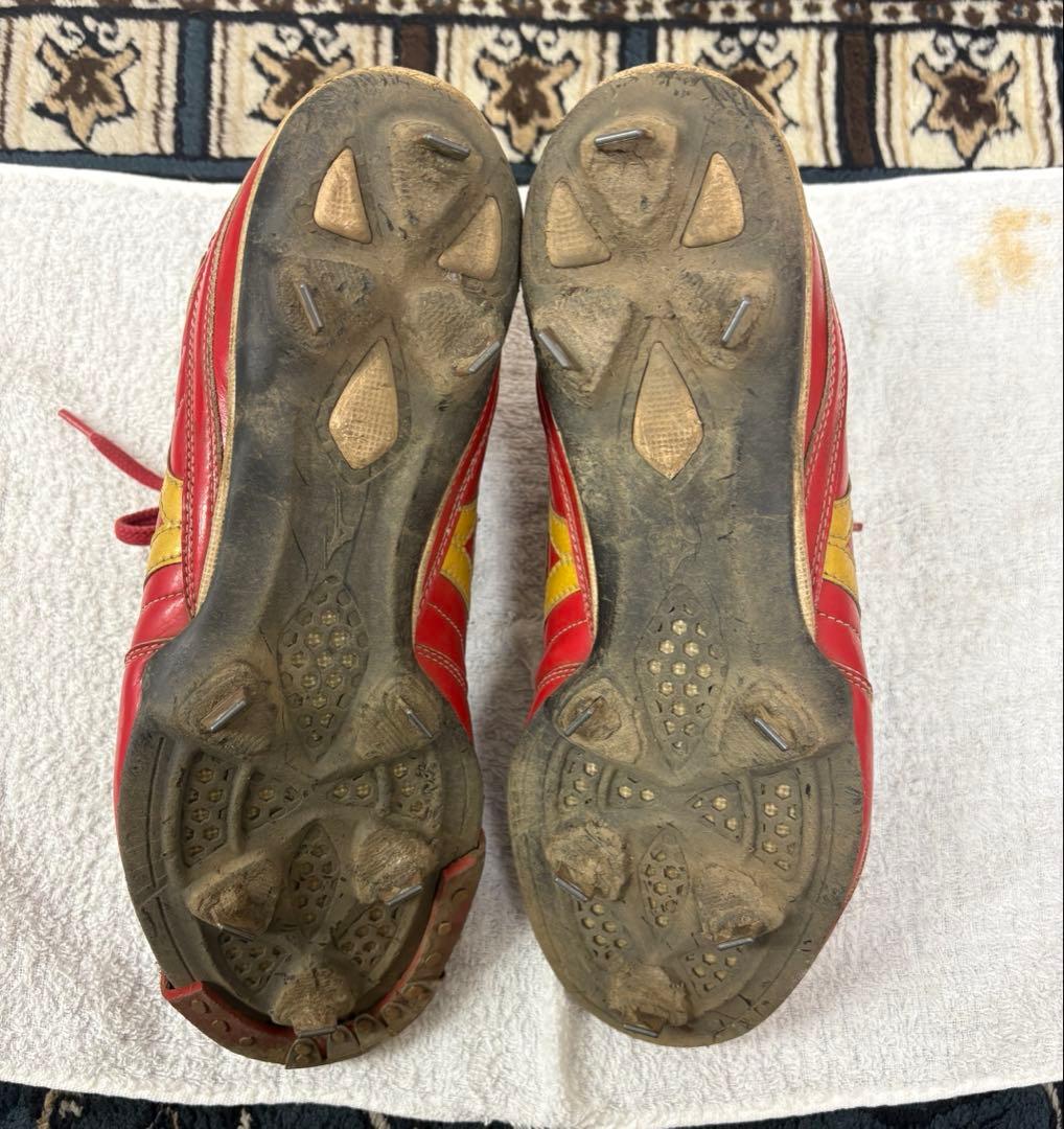 【黄金騎士テンテン】ミズノプロオーダースパイク赤/黄 26.5cm