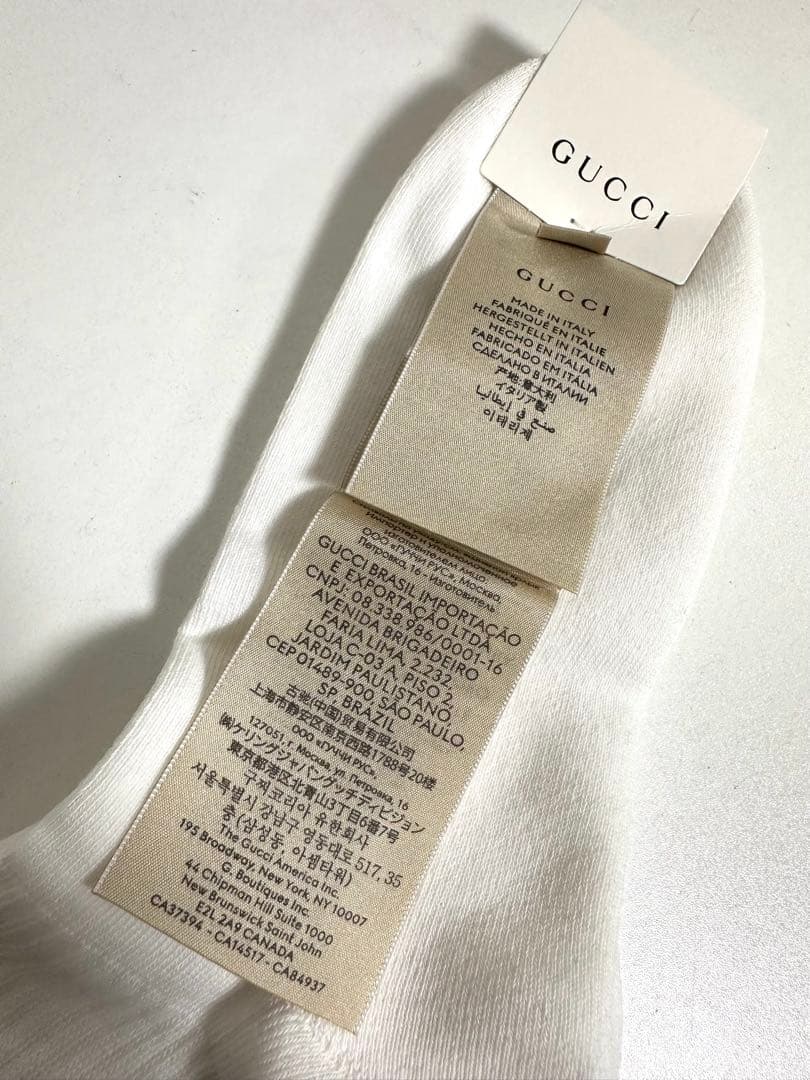 新品 GUCCI グッチ 450039 4G482 トラ刺繍 ホワイトソックス
