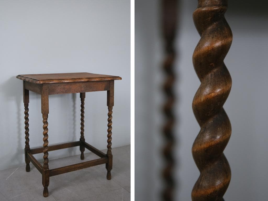 英国アンティーク木製サイドテーブル/オケージョナル机/飾り棚/花台(91