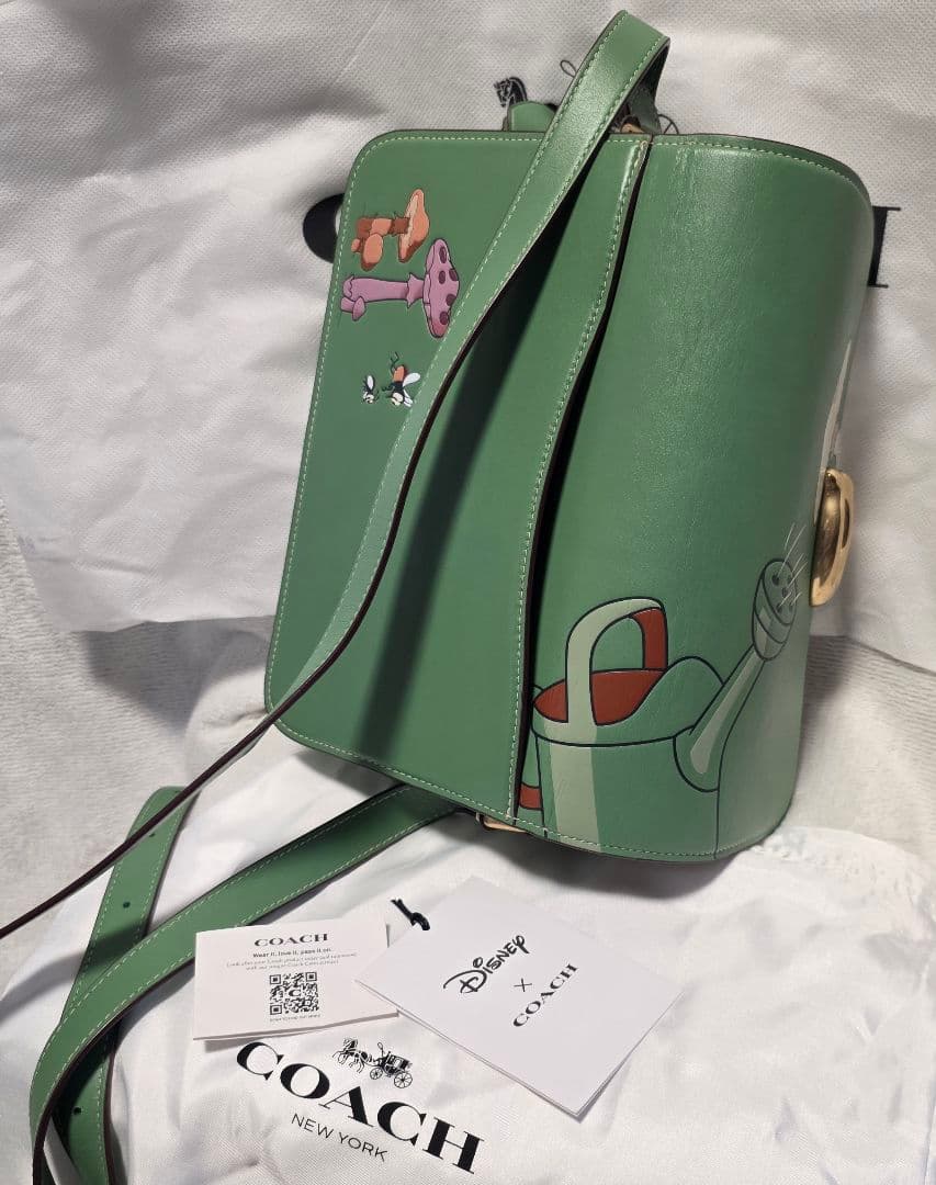 お値下げ❗美品COACH x Disney ショルダーバッグ グリーン - メルカリ