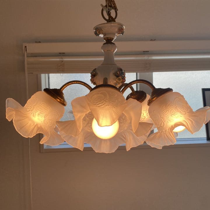 アンティーク 照明 陶磁器 製 YAMAGIWA ヤマギワ シャンデリア 5灯