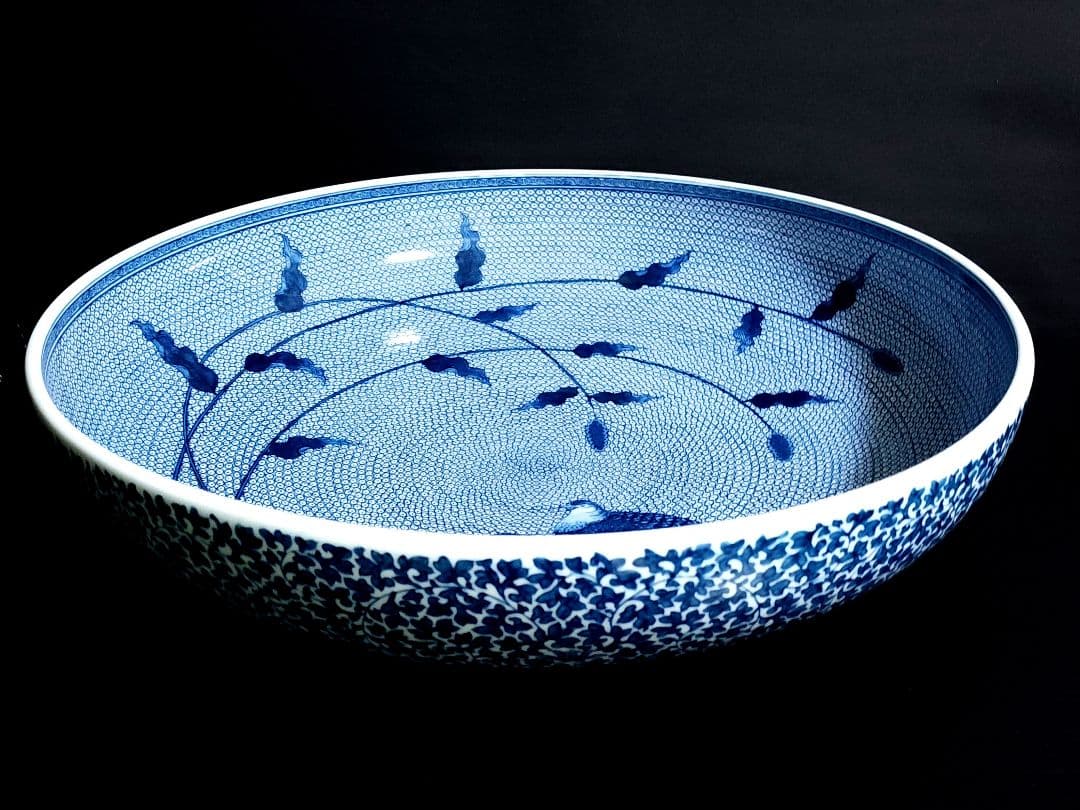 葉山有樹 細密画大鉢 古伊万里粟に鶉画銅鑼鉢 直径：約44.3cm - メルカリ