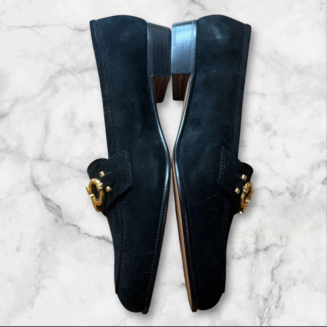 S*e様 フェラガモ ローファー ガンチーニ ヒール 黒 ベロア サイズ 5 1