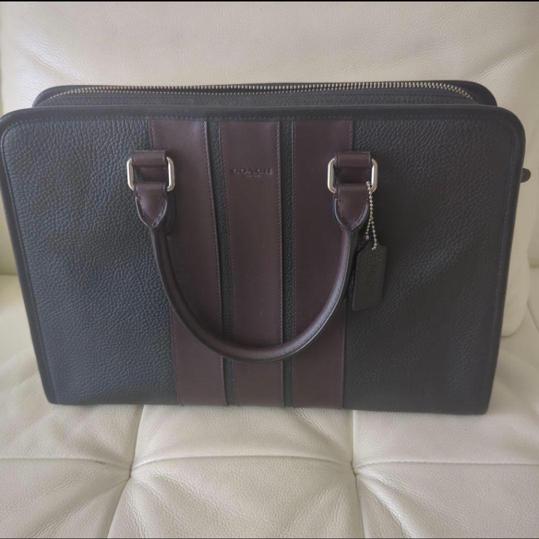 COACH ビジネスバッグ　オールレザー　黒　ブラウン　シボ加工 COACH - コーチ／COACH バッグ ブリーフケース ビジネスバッグ 鞄
