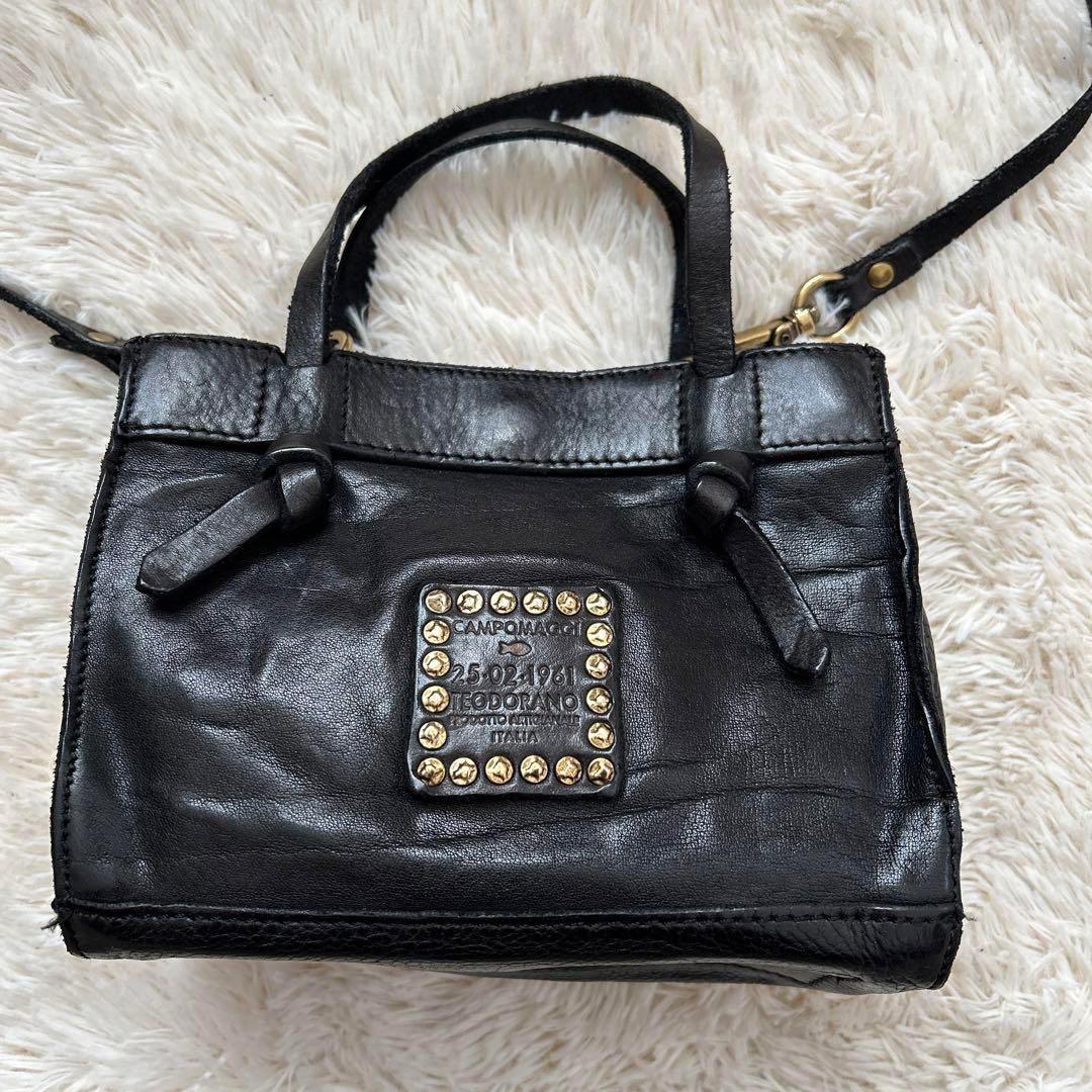 CAMPOMAGGI カンポマッジ スタッズ レザーミニバッグ/ショルダーバッグ