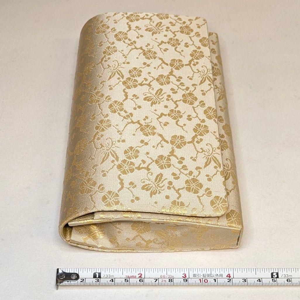 フォロー割・新品】 和装 クラッチバッグ 西陣織 本金 正絹 金襴 梅 蝶