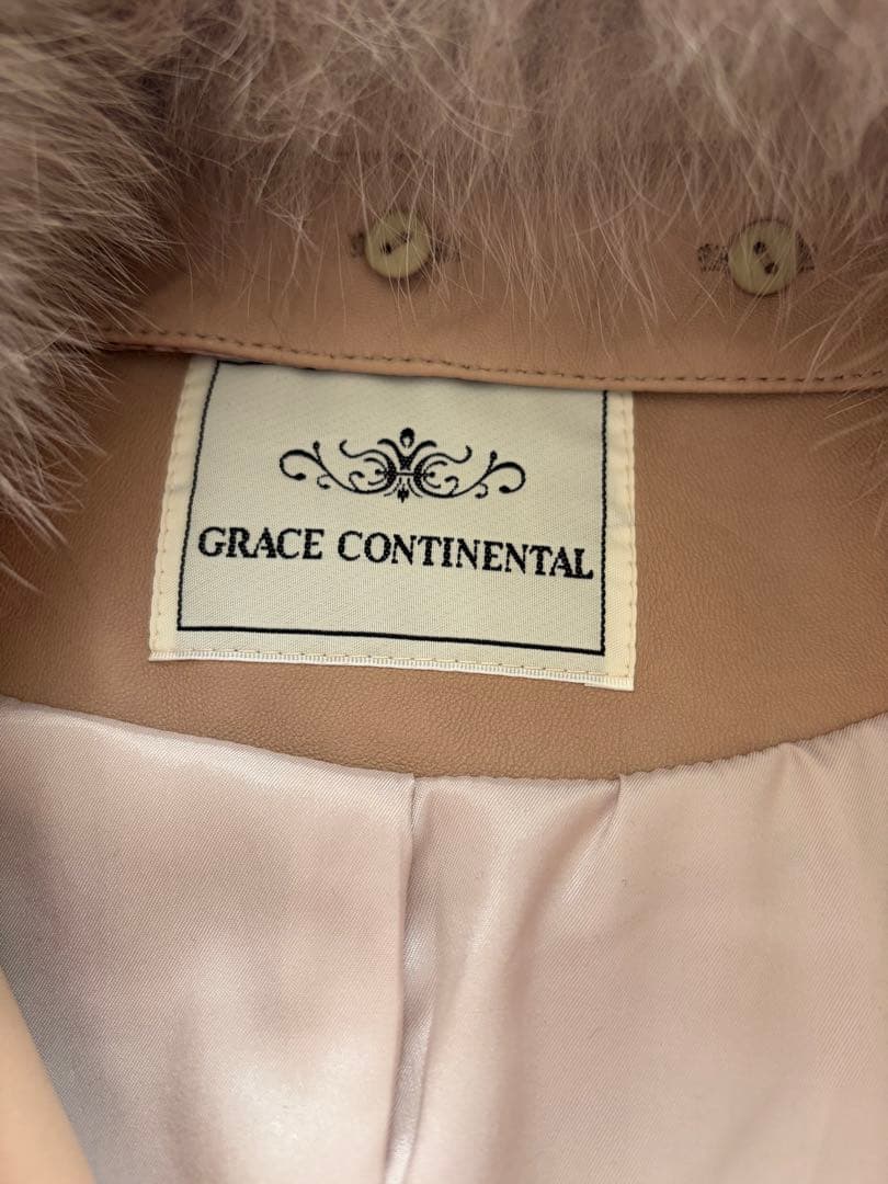 グレースコンチネンタルファードレープラムジャケット羊革製ベージュ