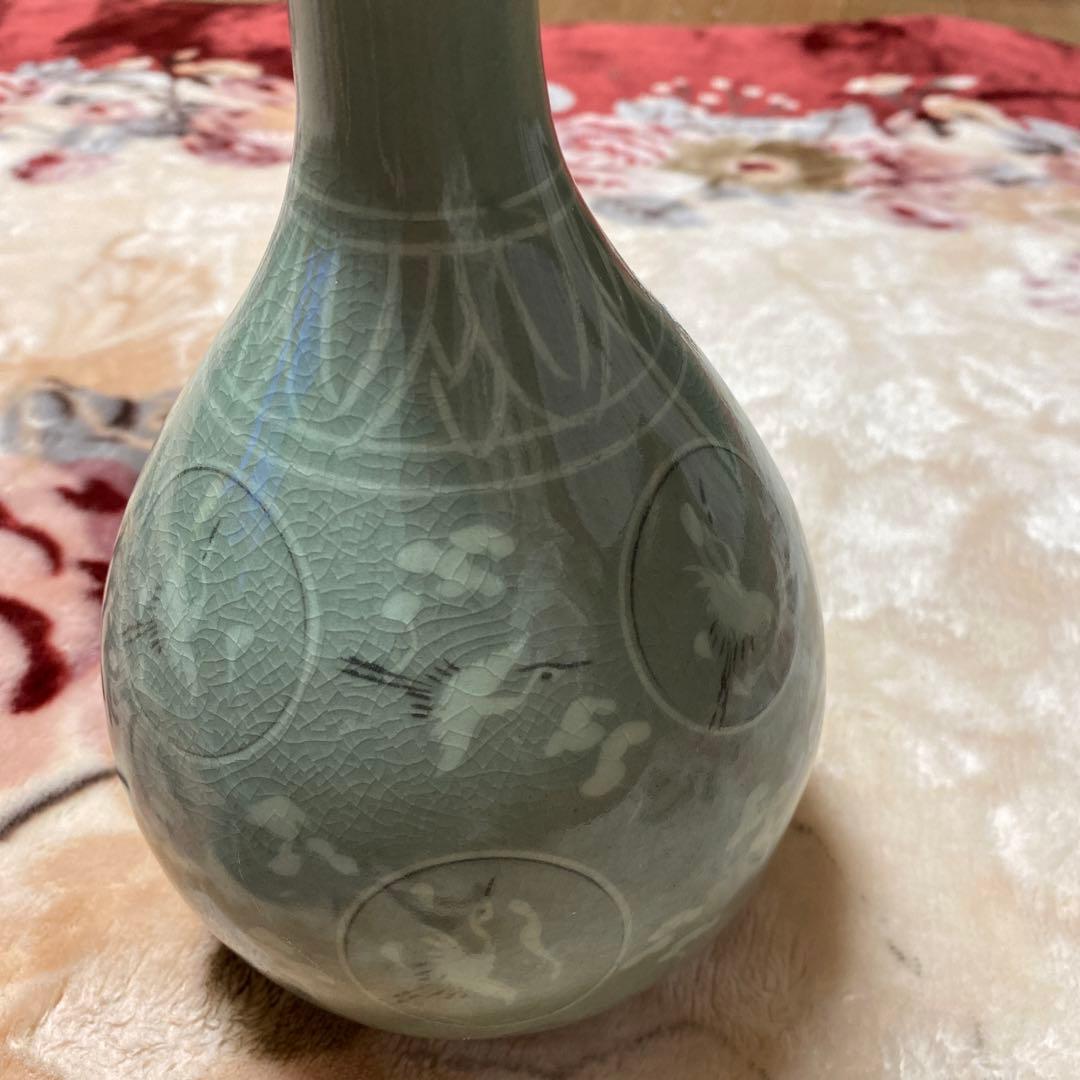 高麗青磁 芸林民族陶芸研究院 芸林 壺 鶴絵 鶴柄 花器 - メルカリ
