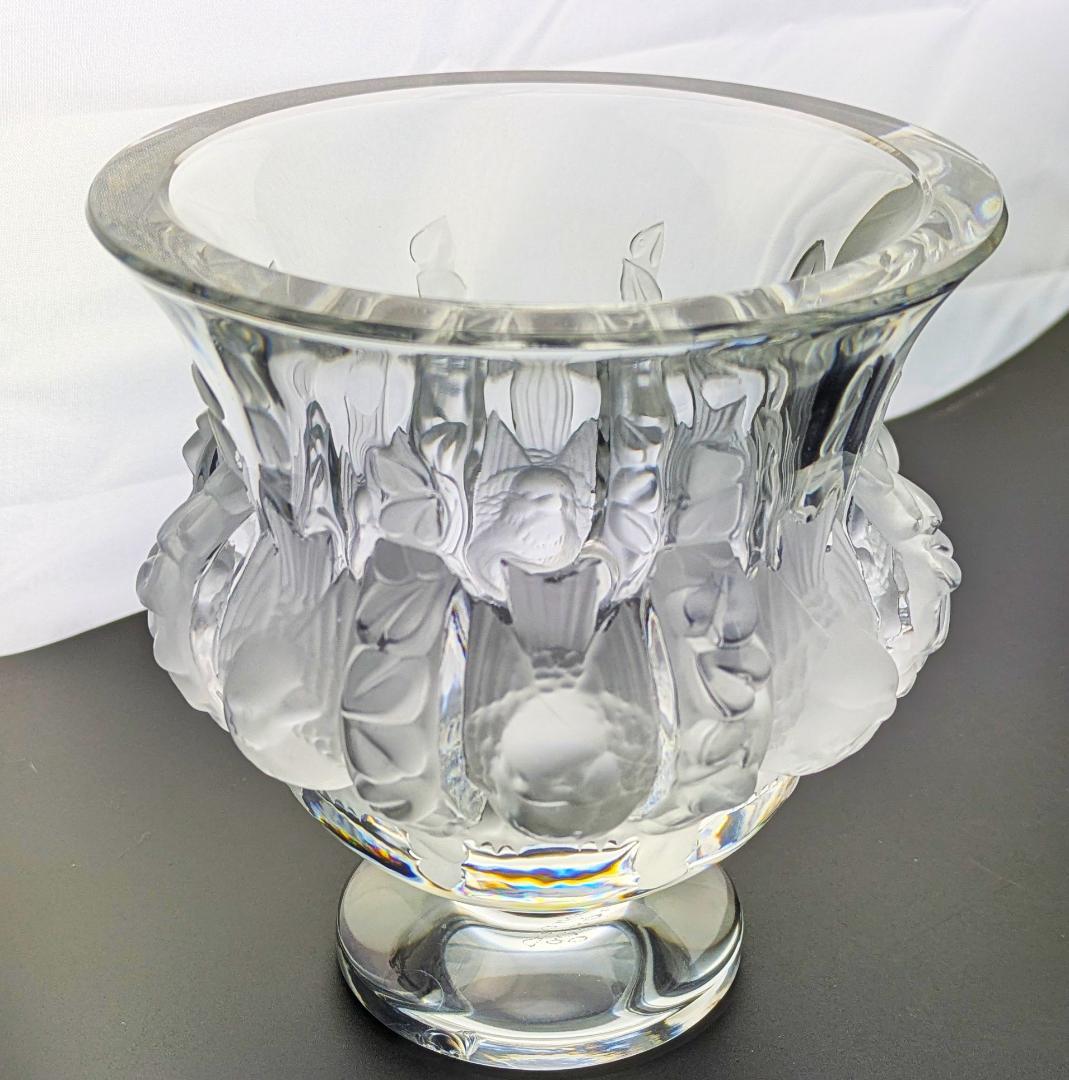 生活に洗練を☆ラリック ダンピエール 花瓶 雀葡萄紋フロストガラス