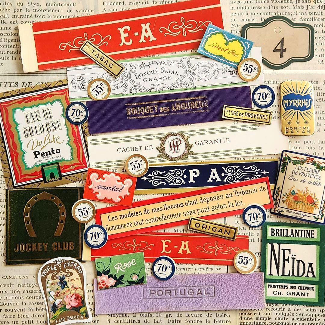 ヴィンテージ紙もの＊蚤の市＊フランスの古い香水ラベル気まぐれ