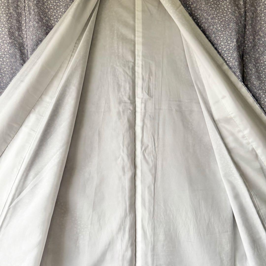 桃*郎様 美品！ 東レシルック 洗える着物 化繊 薄紫 小花 唐草柄 身丈