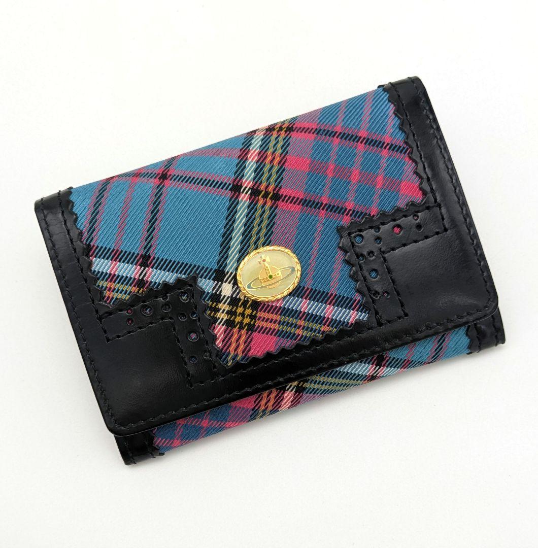 美品✨️ヴィヴィアンウエストウッド マックマラ 名刺カード入れ ブルー チェック 現地価格セール BLUE ブルー（青）系 Vivienne Westwood(ヴィヴィアン