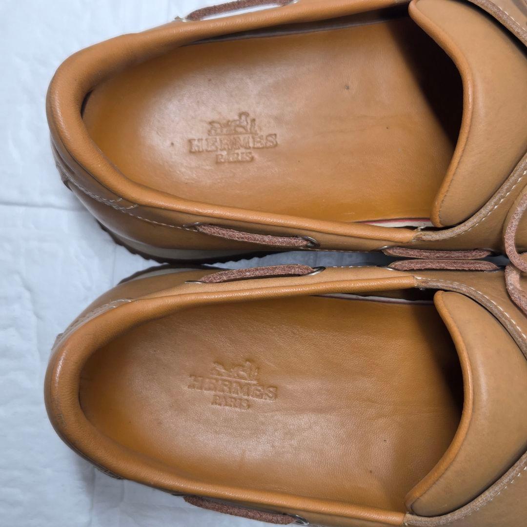 HERMES デッキシューズ 41.5(26.5cm) ブラウン