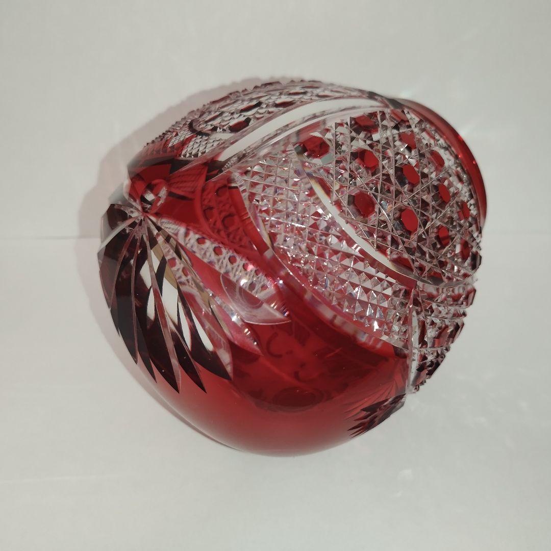 希少美品】カガミクリスタル 祝だるま(大) 金赤 江戸切子 達磨 ダルマ