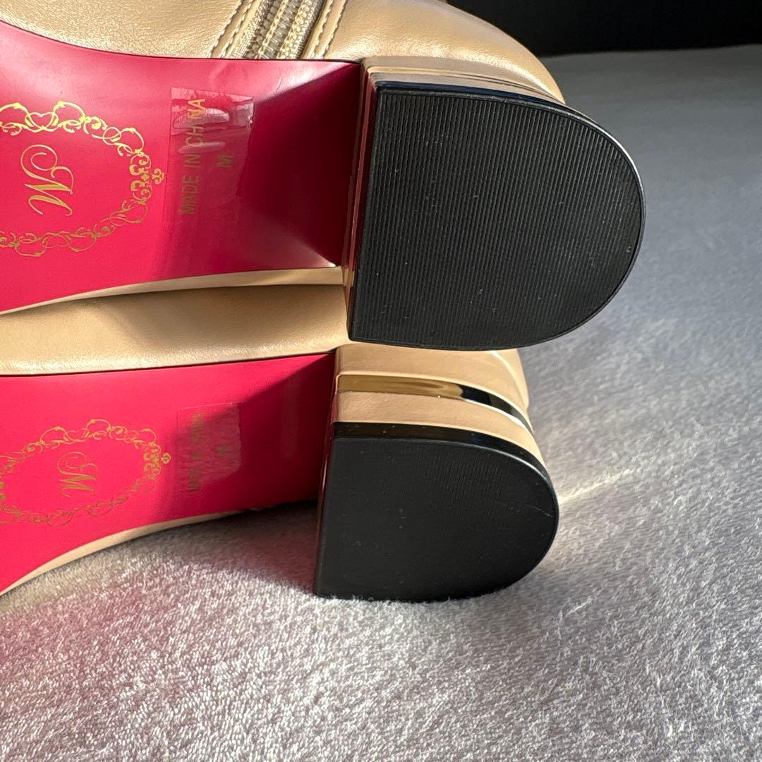 ミシェルマカロン 美脚ロングブーツ ベージュ Mサイズ 23.5~24cm www