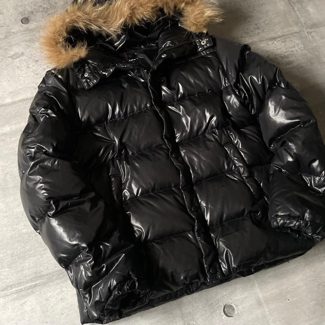y2k ファー付き ダウンジャケット 平成ギャル男 光沢 ダブルジップ