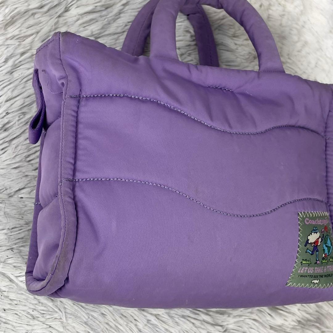 美品 コーチ 2WAY ショルダーバッグ コーチトピア ナイロン パープル