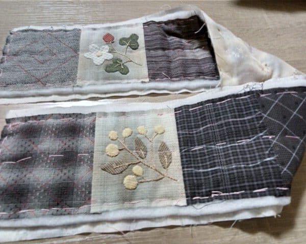 パッチワークキルト 《お花とバスケット・アップリケ&刺繍》 (残1点)