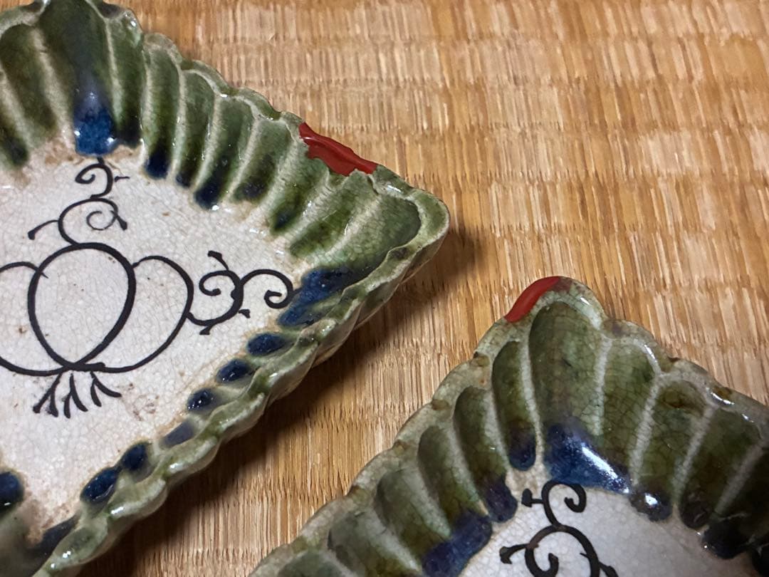古織部 古い 陶器 菱形 小皿 盛皿 五枚 箱付 時代物 - メルカリ