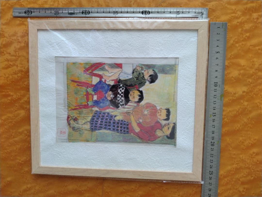 Ｓ　神田三千枝　ユリと家族の岩絵の具作品