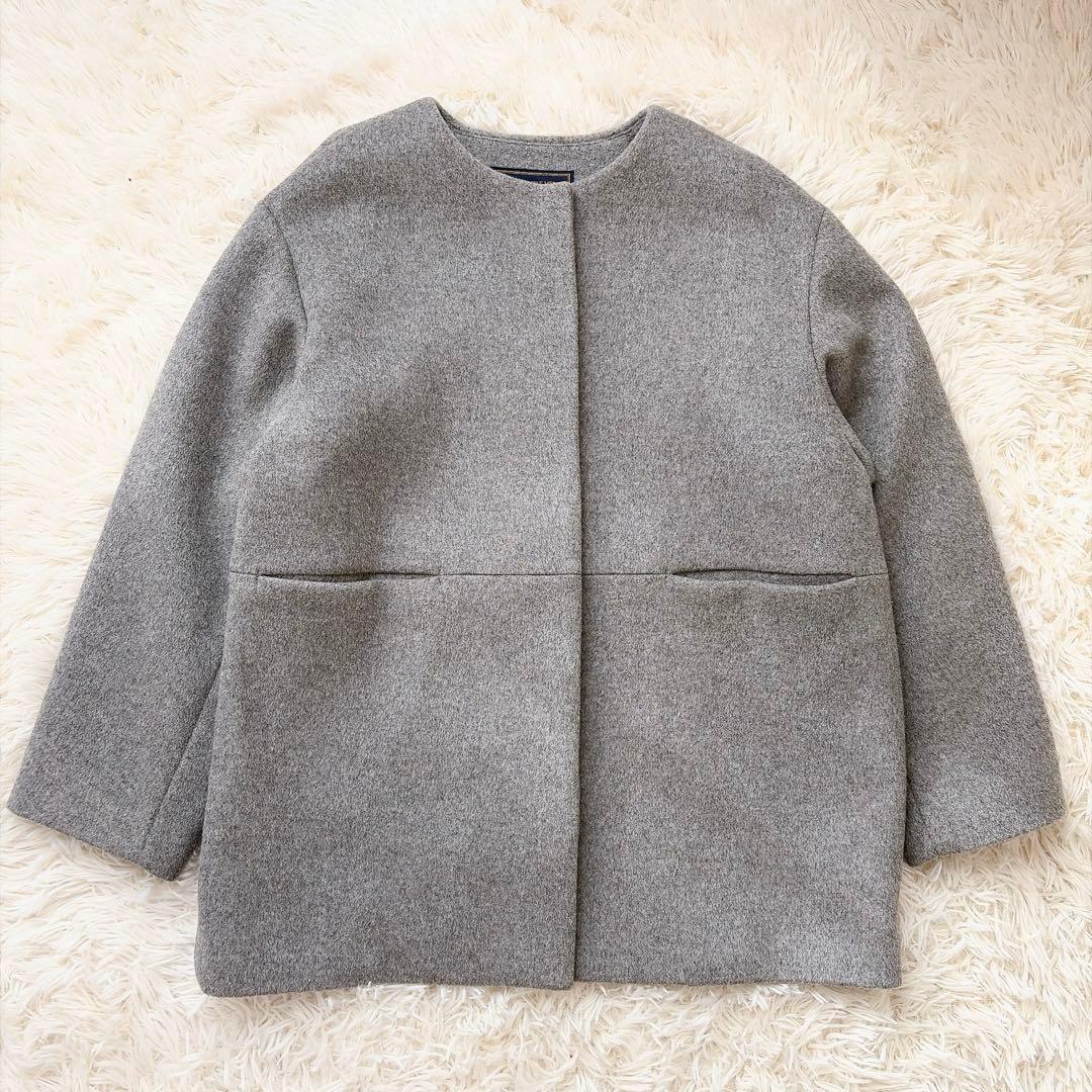 ジャーナルスタンダードレリューム　スーパーファインビーバークルーネックコート 追加》スーパーファインビーバークルーネックコート（ノーカラーコート