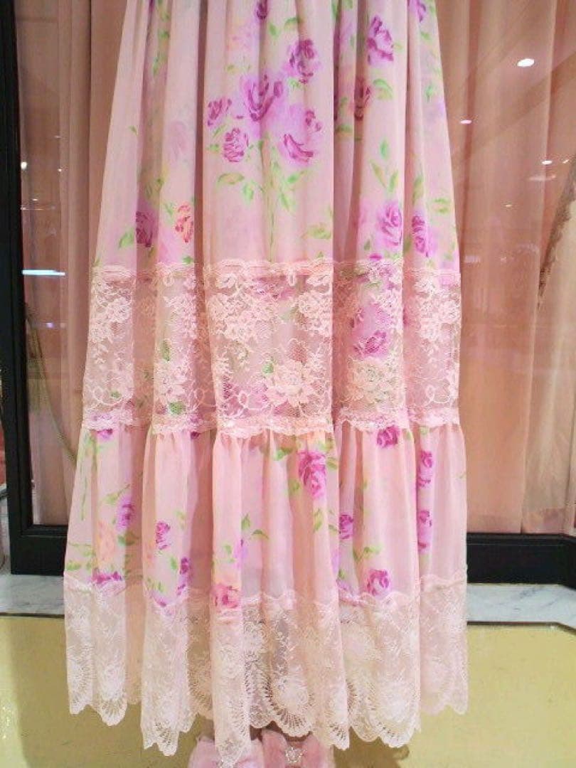 ジーザスディアマンテ シシリアマキシワンピ 新ぼかし薔薇柄ピンク 38