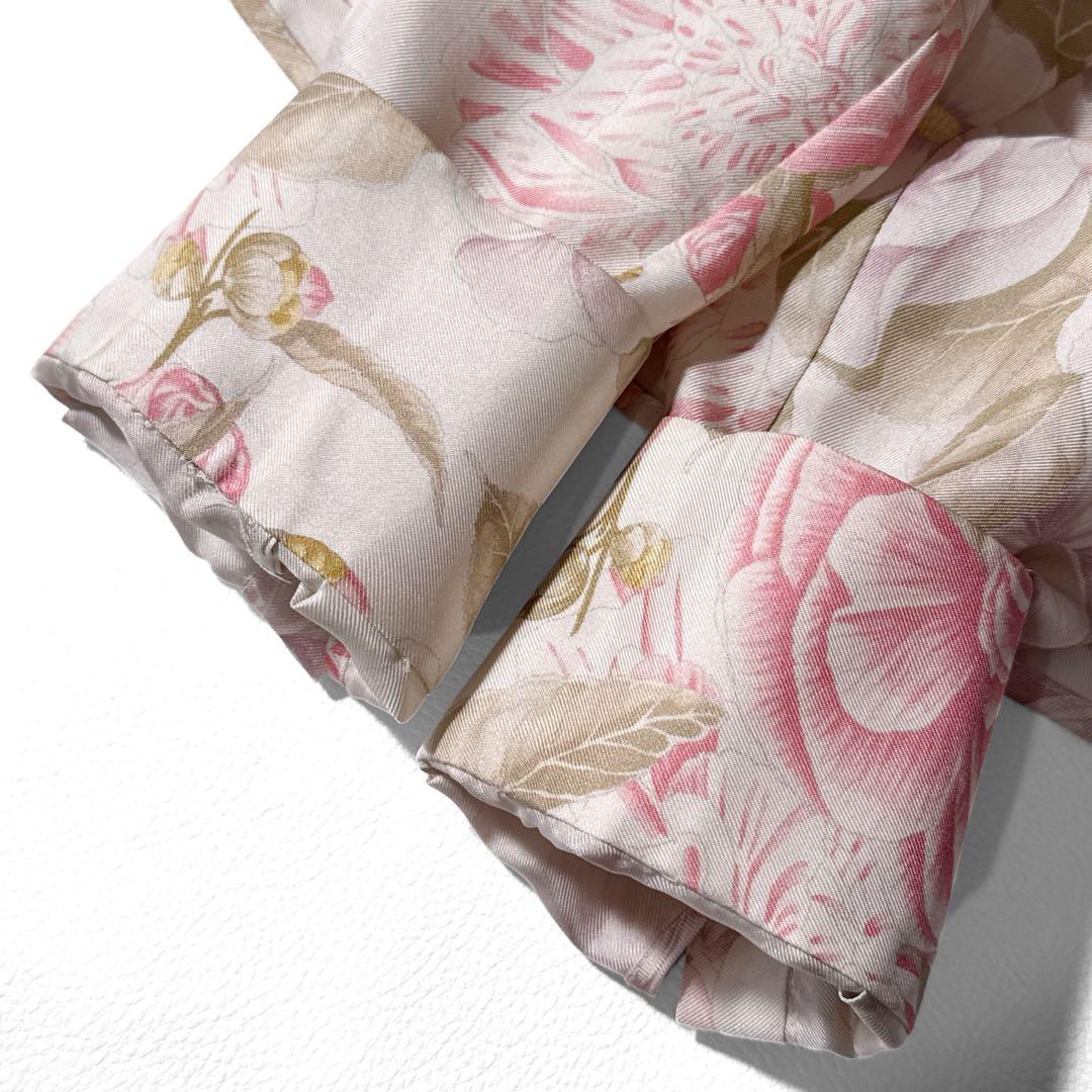 サルヴァトーレフェラガモ 花柄 シルク ボウタイ 長袖 シャツ 絹 38