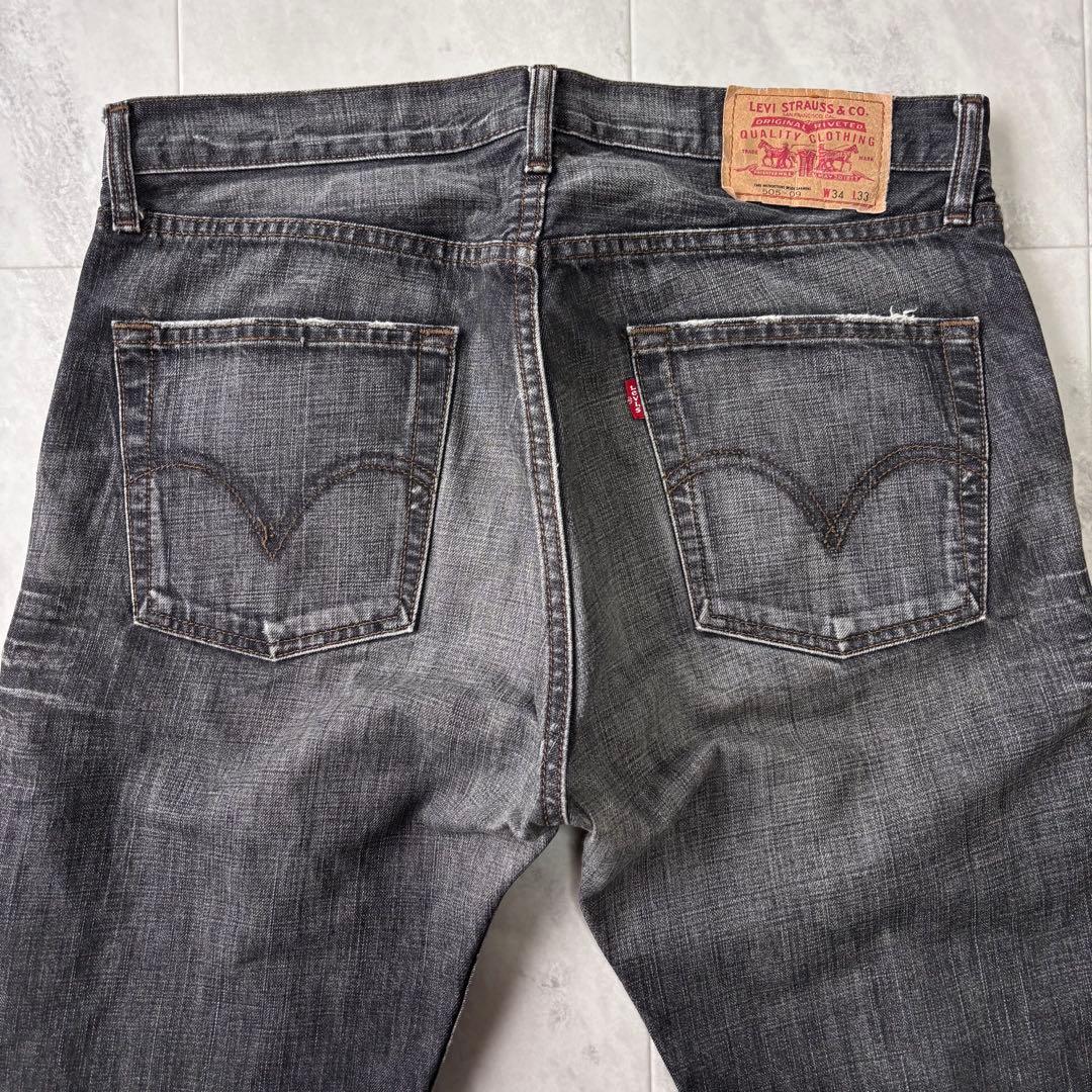 極東】リーバイス 505 先染めブラックデニムパンツ W34 鬼ヒゲ