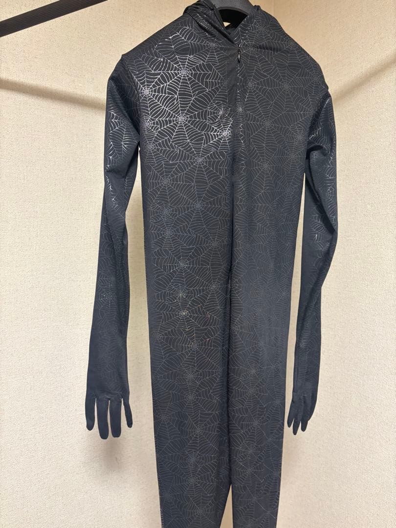 み*ぃ様 アートソン製　ゼンタイ　クモの巣模様　全身タイツ　フード付き