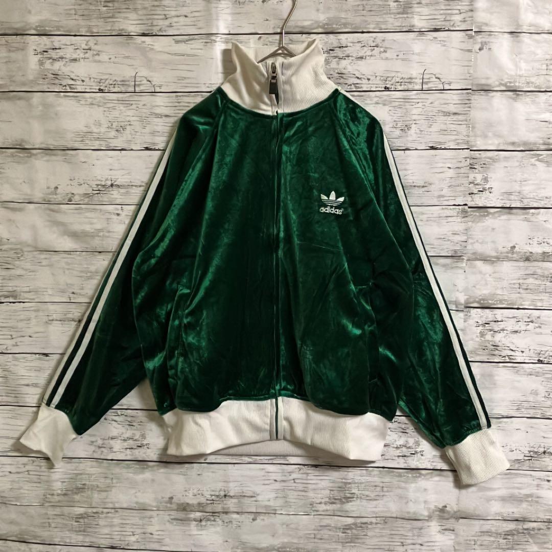 激レア】 アディダス ベロア トラックジャケット ジャージ グリーン M