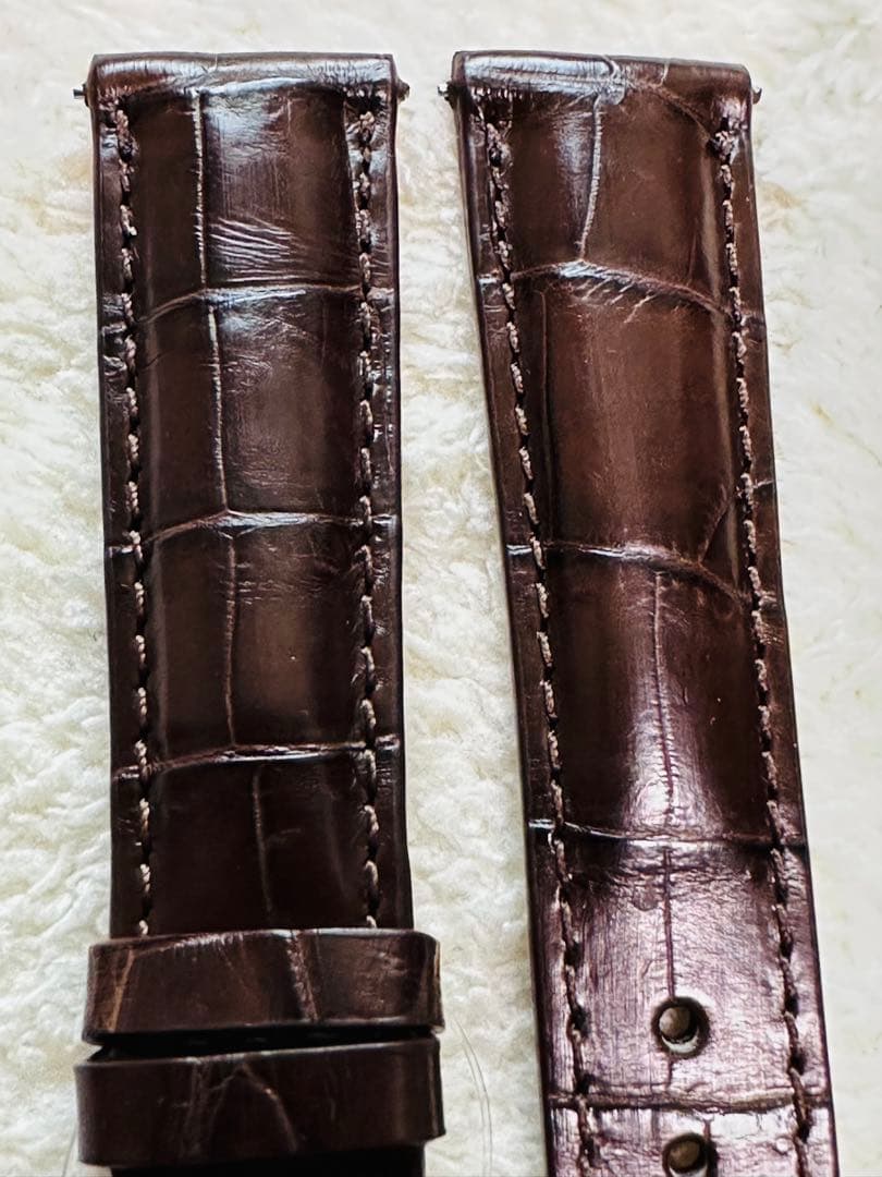 2011#19mm-16mmダークブラウン☆本物クロコダイルベルト☆スイス製