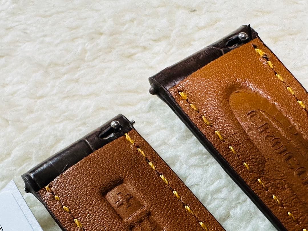 2011#19mm-16mmダークブラウン☆本物クロコダイルベルト☆スイス製