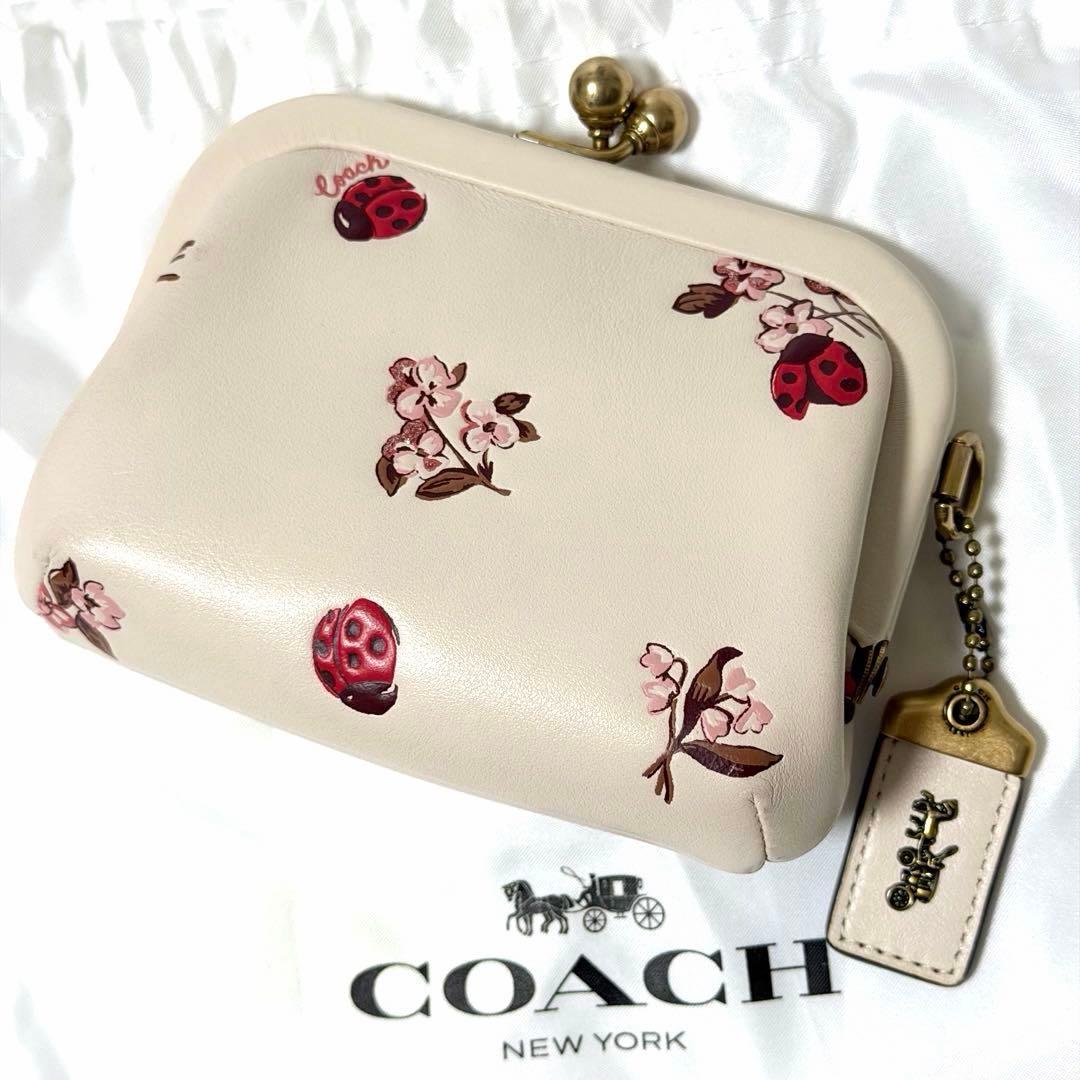 COACH コーチ ノラキスロック がま口財布 レディバグ てんとう虫 日本