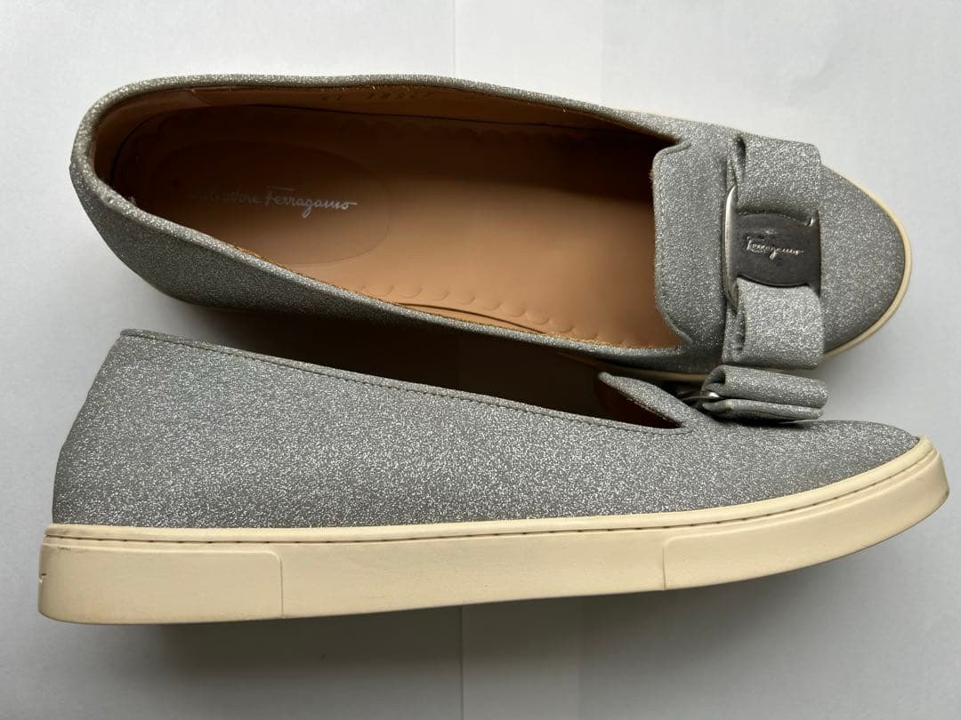 Ferragamo スニーカー ラメ シルバー 24cm 23.5cm ７D