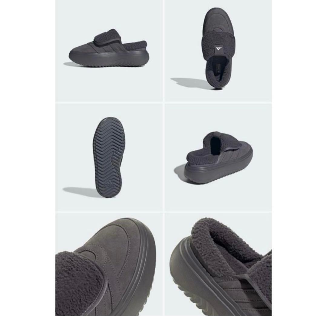 韓国限定　adidas グレー スリッポン　グランドコートミュール 25.5cm